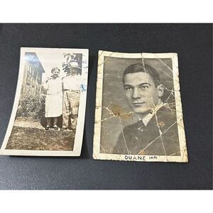 Vintage set of Old Photos Couple and Mans Portrait  3x4.5” Retro 1940s